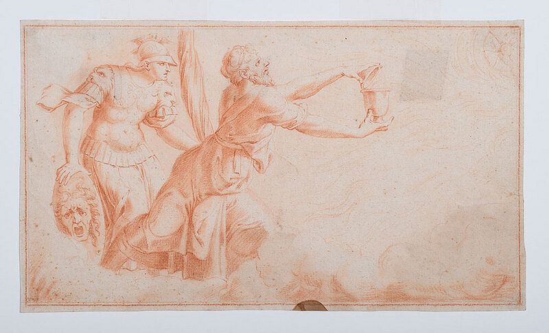 Appraisal: Italian School Drawing possibly th century Athena Advising Odysseus who