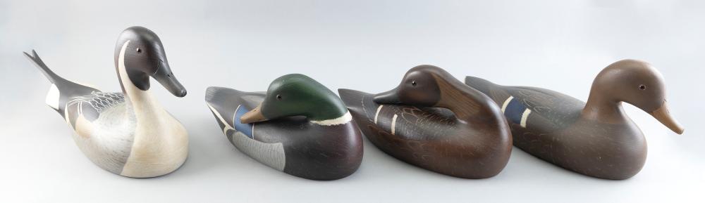 Appraisal: FOUR HOLGER SMITH DECOYS MASSACHUSETTS TH CENTURY LENGTHS FROM TO