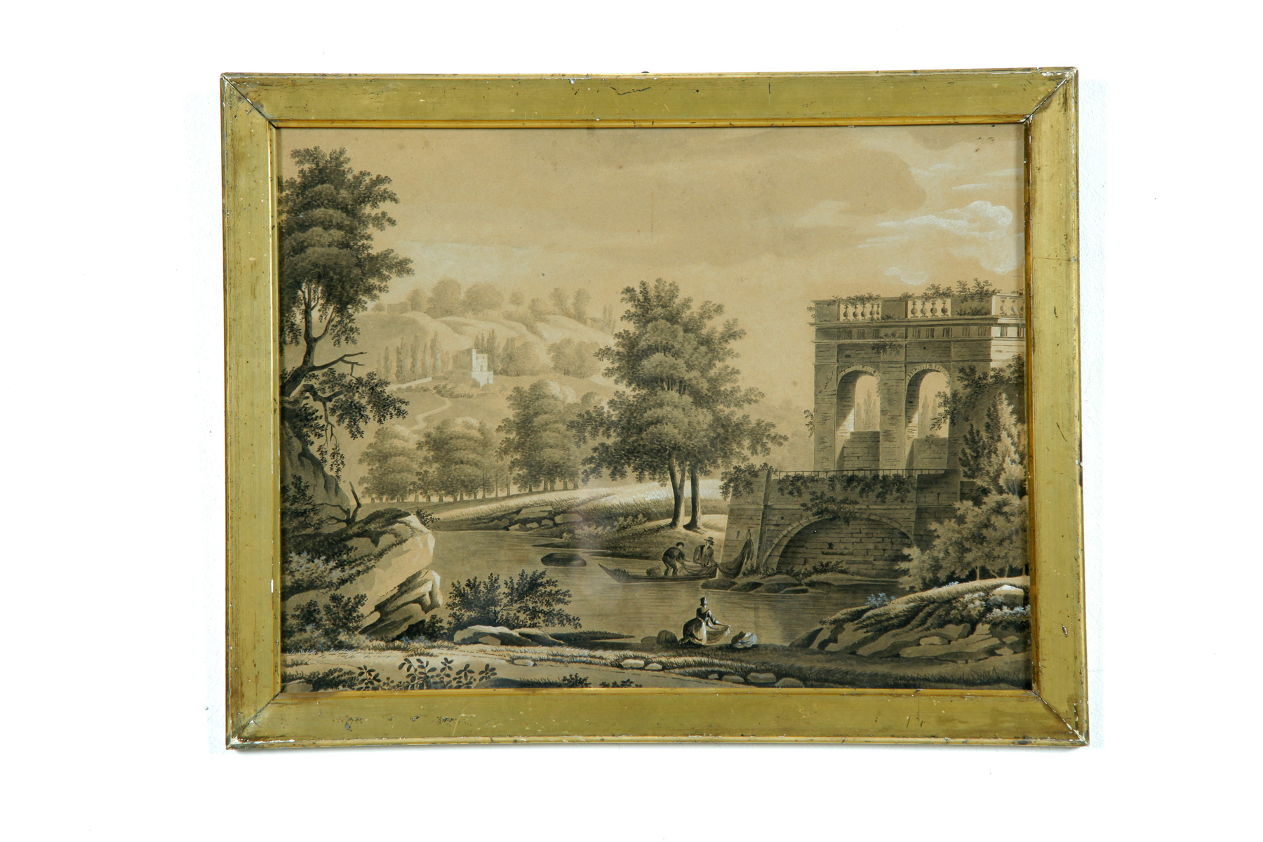 Appraisal: ENGLISH INK LANDSCAPE Nineteenth century ink wash on paper Landscape