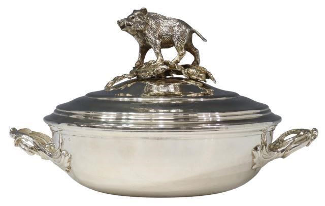 Appraisal: French sterling silver covered vegetable bowl domed lid with finial