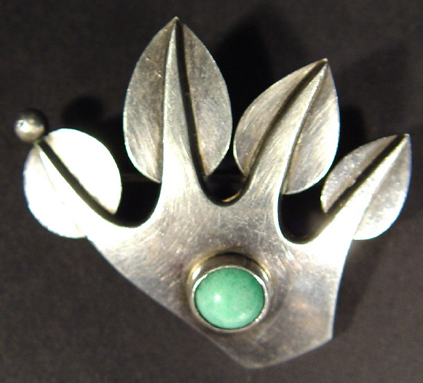 Appraisal: Art Deco Swedish sterling silver brooch set with a turquoise