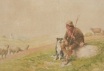 Appraisal: William Magrath Irish-born American - Shepherd with a dog Watercolor