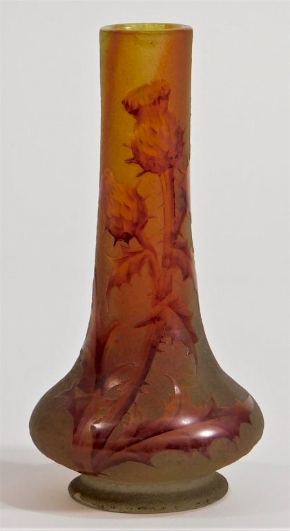 Appraisal: French Daum Nancy Enameled Cameo Glass Vase France th Century