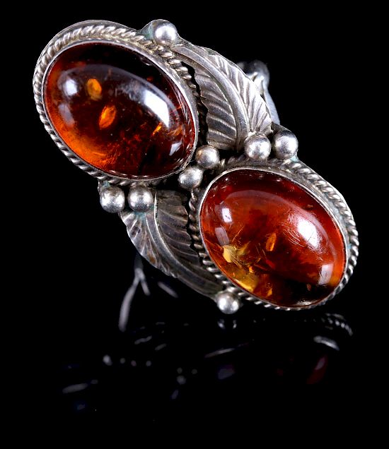 Appraisal: A Largo Navajo Amber Cabochon Sterling Ring Offered to you