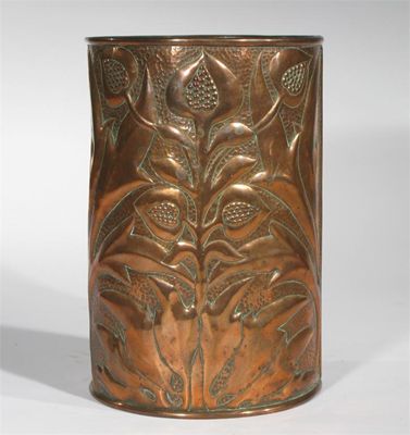 Appraisal: A repousse copper vase probably by John Williams hammered in