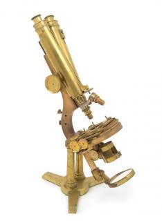 Appraisal: An English Brass Binocular Microscope Height inches An English Brass