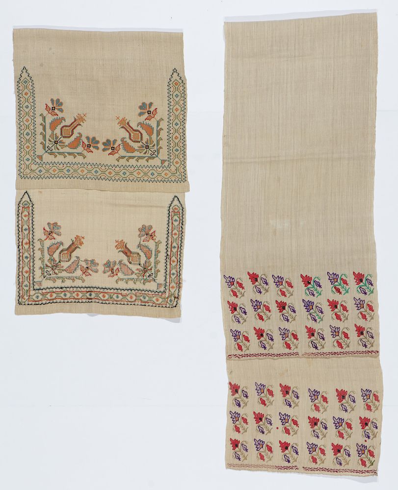 Appraisal: Antique Turkish Silk Embroidered Towels Antique Ottoman Turkish Towels linen