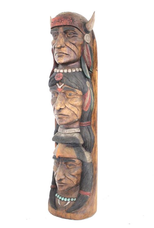 Appraisal: Large American Carved Cigar Store Indian For your consideration is