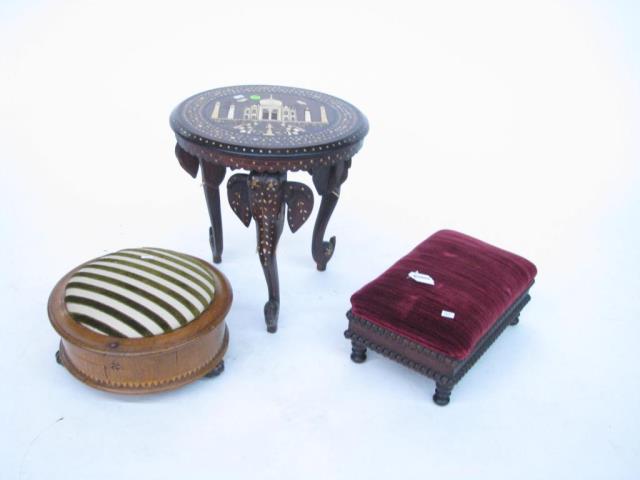 Appraisal: A group of small stools including Victorian walnut with red