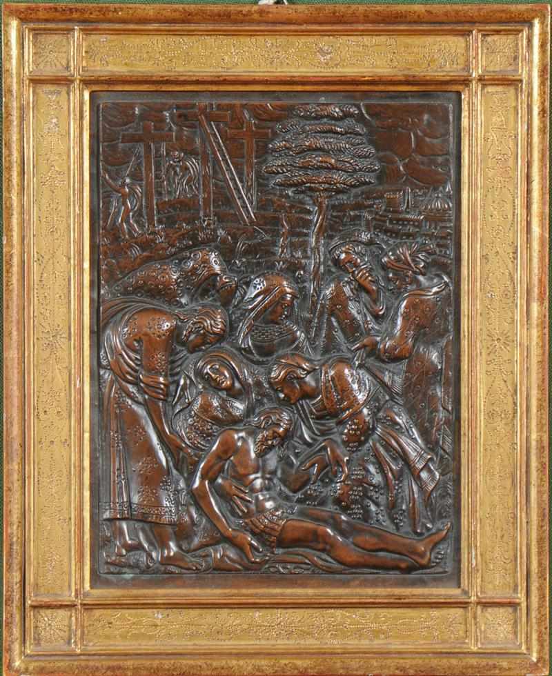 Appraisal: COPPER RELIEF PLAQUE ''DESCENT FROM THE CROSS'' Modeled with the