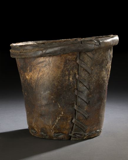 Appraisal: Irish Leather Peat Bucket late th century of tapering circular