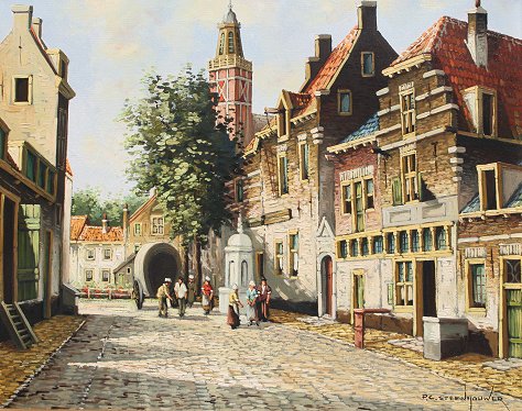 Appraisal: STEENHOUWER P C Dutch th C European Street Scene with