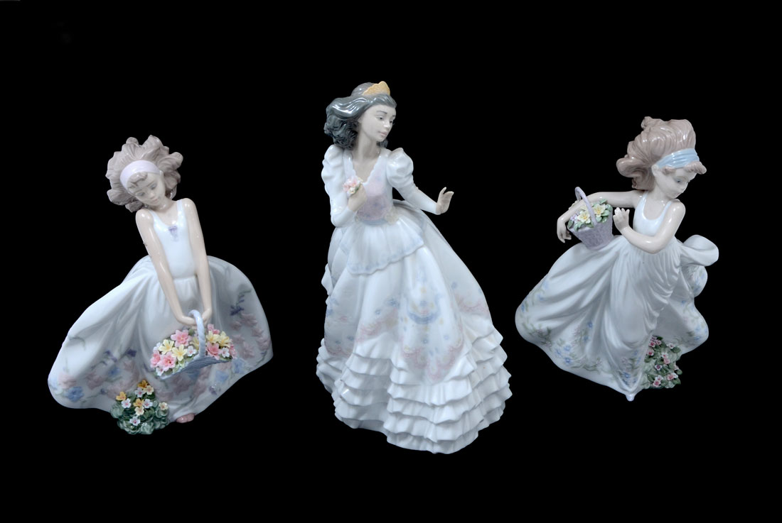 Appraisal: WOMEN LLADRO PORCELAIN FIGURINES pieces total to include Quinceanera issued