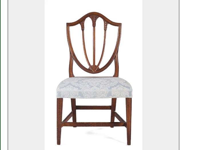 Appraisal: HEPPLEWHITE CARVED MAHOGANY SHIELD-BACK SIDE CHAIR