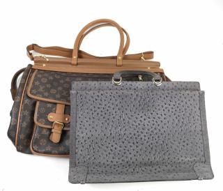 Appraisal: Two Various Pieces of Luggage Including a faux ostrich briefcase