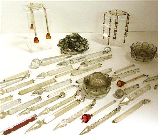 Appraisal: Assortment of various sized prisms round attachments glass bobiches etc