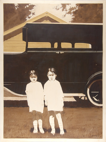 Appraisal: Robert Harvey American b The Twins near Winfield Oil on