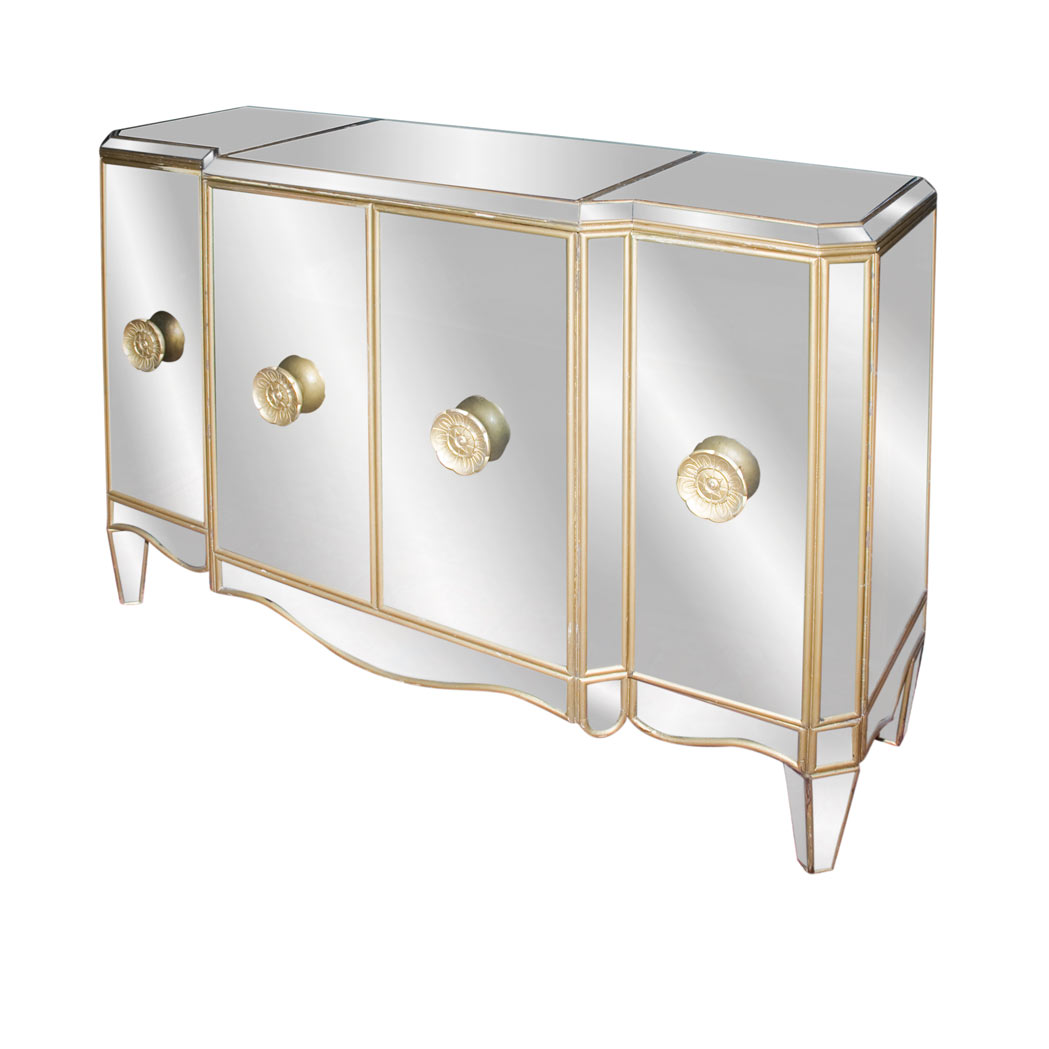 Appraisal: Art Deco Style Mirrored Credenza Height inches width inches depth