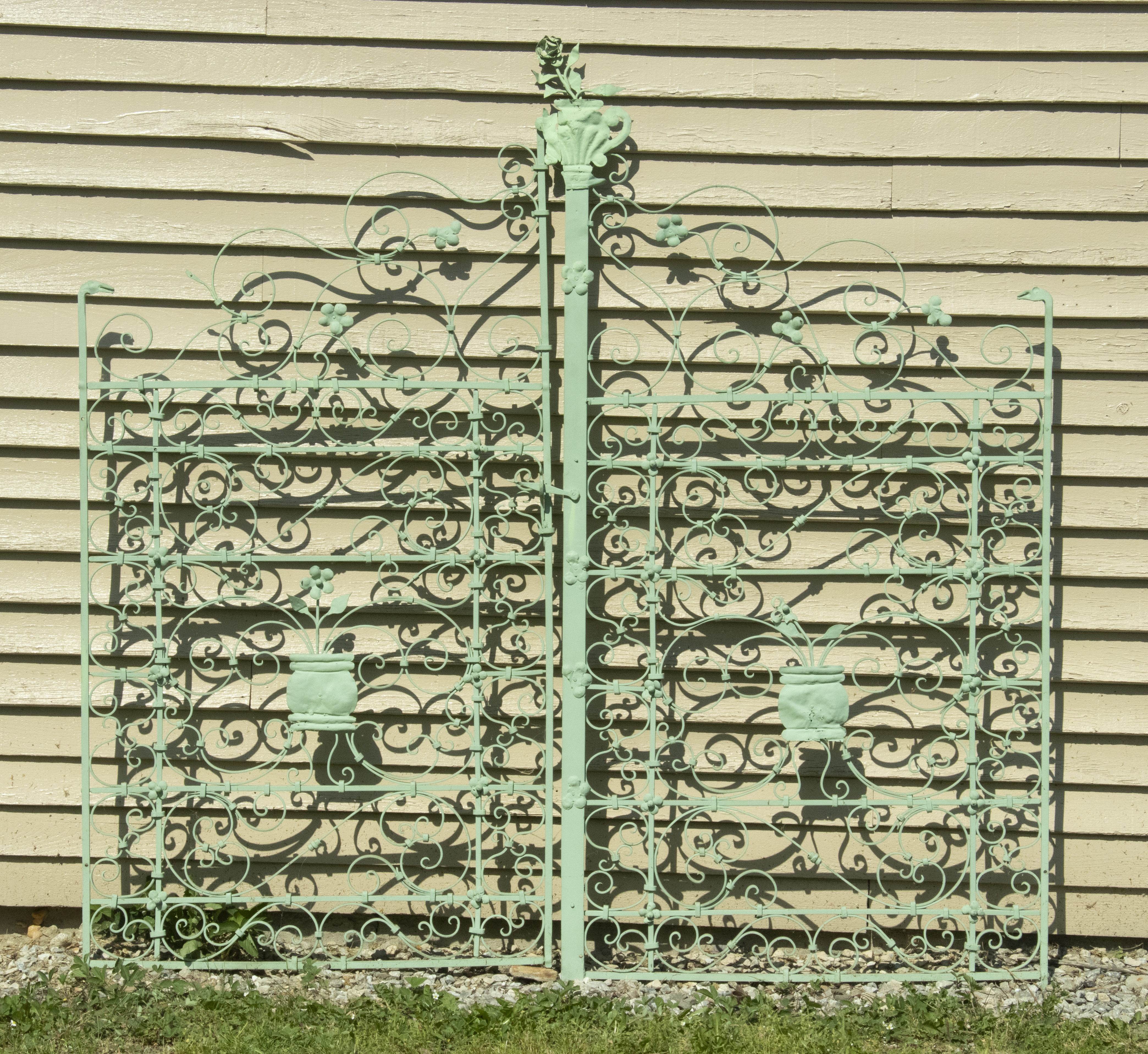 Appraisal: PR OF FORGED IRON GARDEN GATES Early th c in