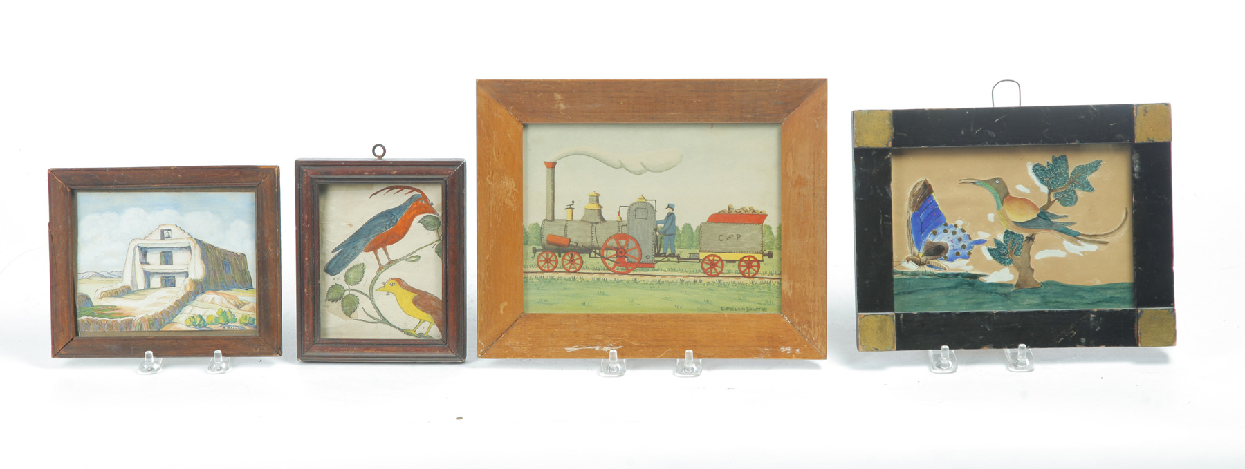 Appraisal: TWO FRAMED WATERCOLORS AND TWO PRINTS American th- th century