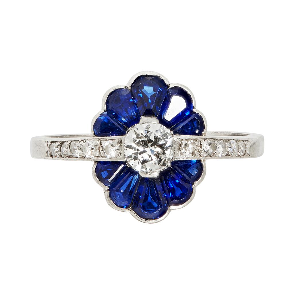 Appraisal: A s sapphire and diamond ring set with a old