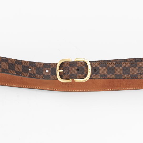 Appraisal: LOUIS VUITTON MINI DAMIER PATTERN LEATHER BELT x Louis Vuitton