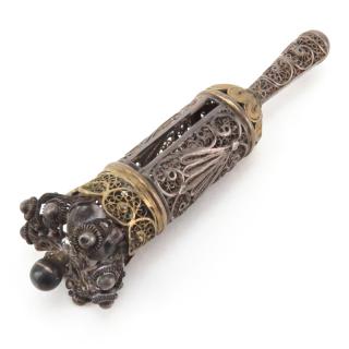 Appraisal: Antique Continental Silver Filigree Torah Prayer Scroll Holder Needs cleaning