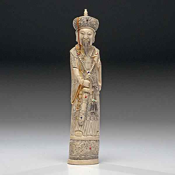 Appraisal: Chinese Carved Ivory Emperor Figure Chinese early th century A