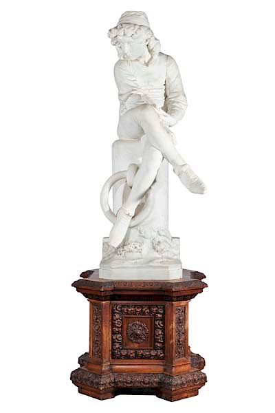 Appraisal: Italian marble figure Young Columbus Monteverde An Italian life-size carved