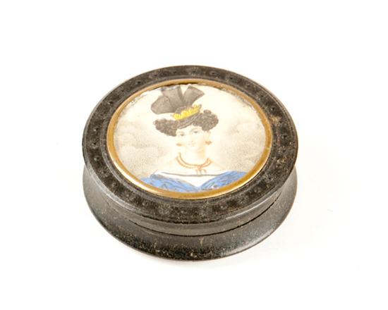 Appraisal: An E th C French Papier Mache Snuffbox with an