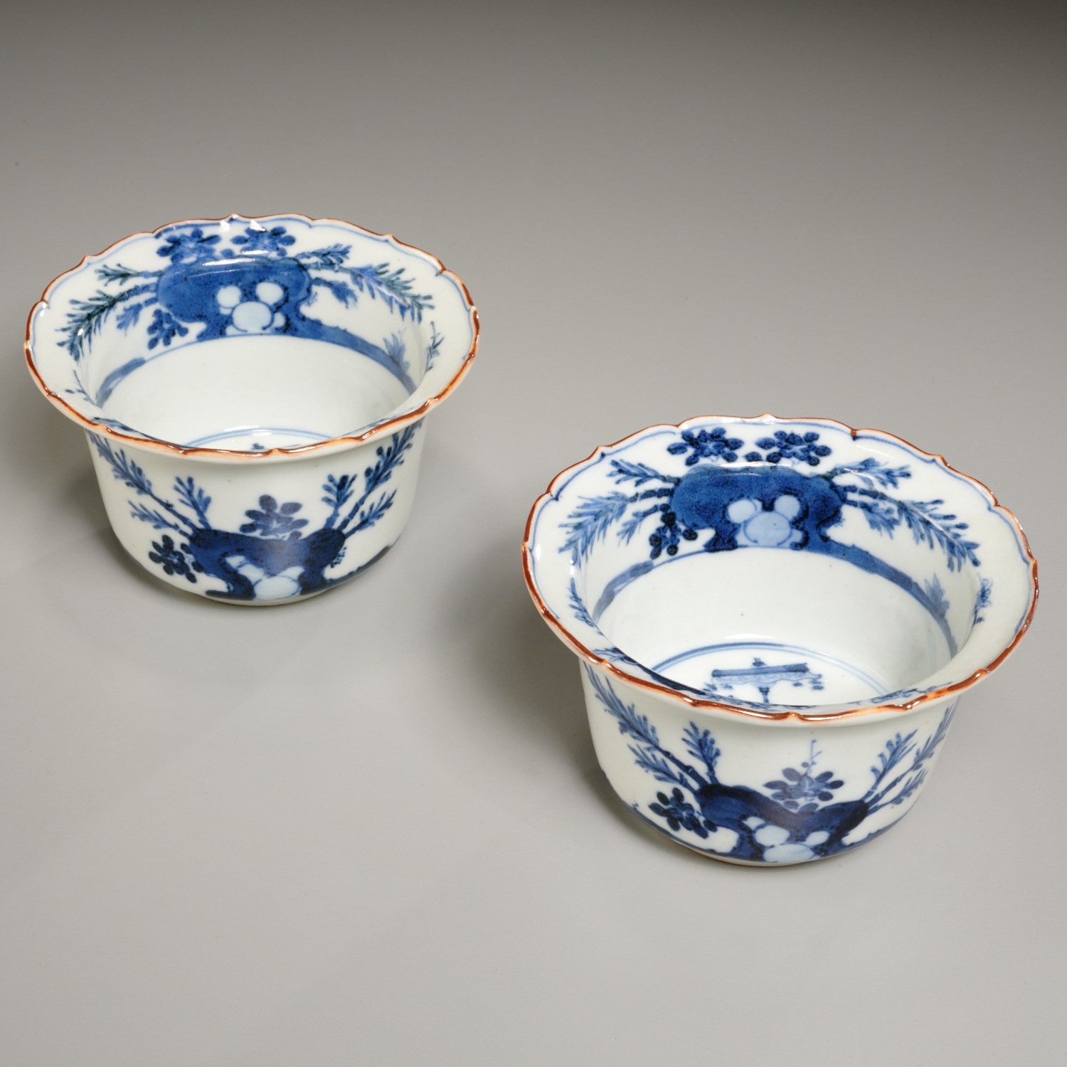 Appraisal: PAIR JAPANESE BLUE AND WHITE TEA BOWLS th c Japan