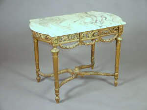 Appraisal: A Neo Classical style giltwood and marble topped centre table