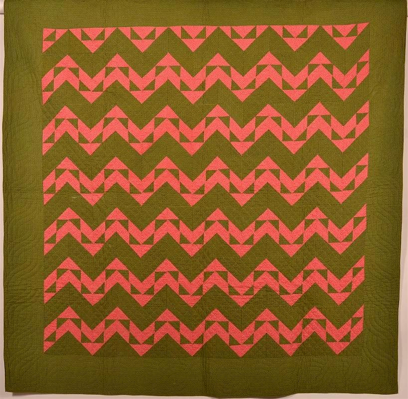 Appraisal: s Geometric Zig Zag Pattern Patchwork Quilt Early s Geometric