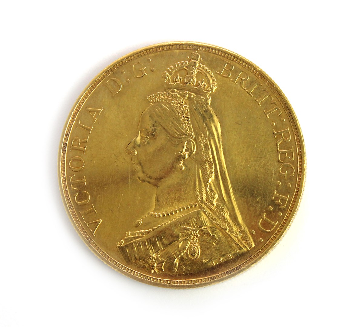 Appraisal: Victoria gold Five-Pounds jubilee head rev St George S Good