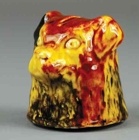 Appraisal: DOG HEAD STILL BANK Roseville Earthenware c great glazed colors