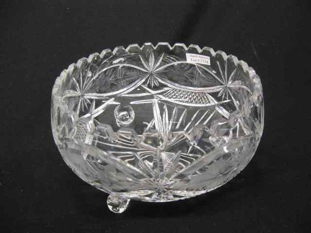 Appraisal: Cut Crystal Footed Bowl fancy fan floral '' excellent