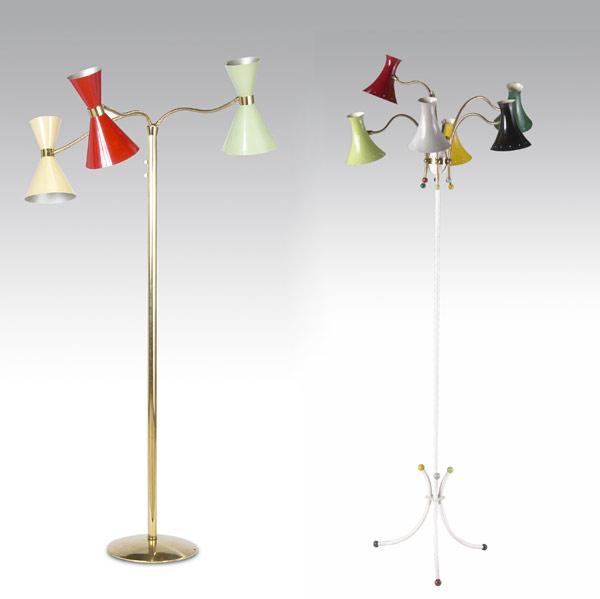 Appraisal: ARREDOLUCE Six-light floor lamp with enameled metal shades on white