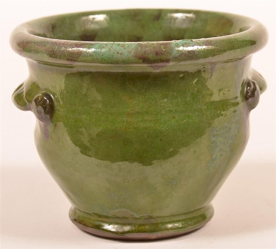 Appraisal: Stahl Redware Green Glazed Open Sugar Bowl Stahl Redware Pottery