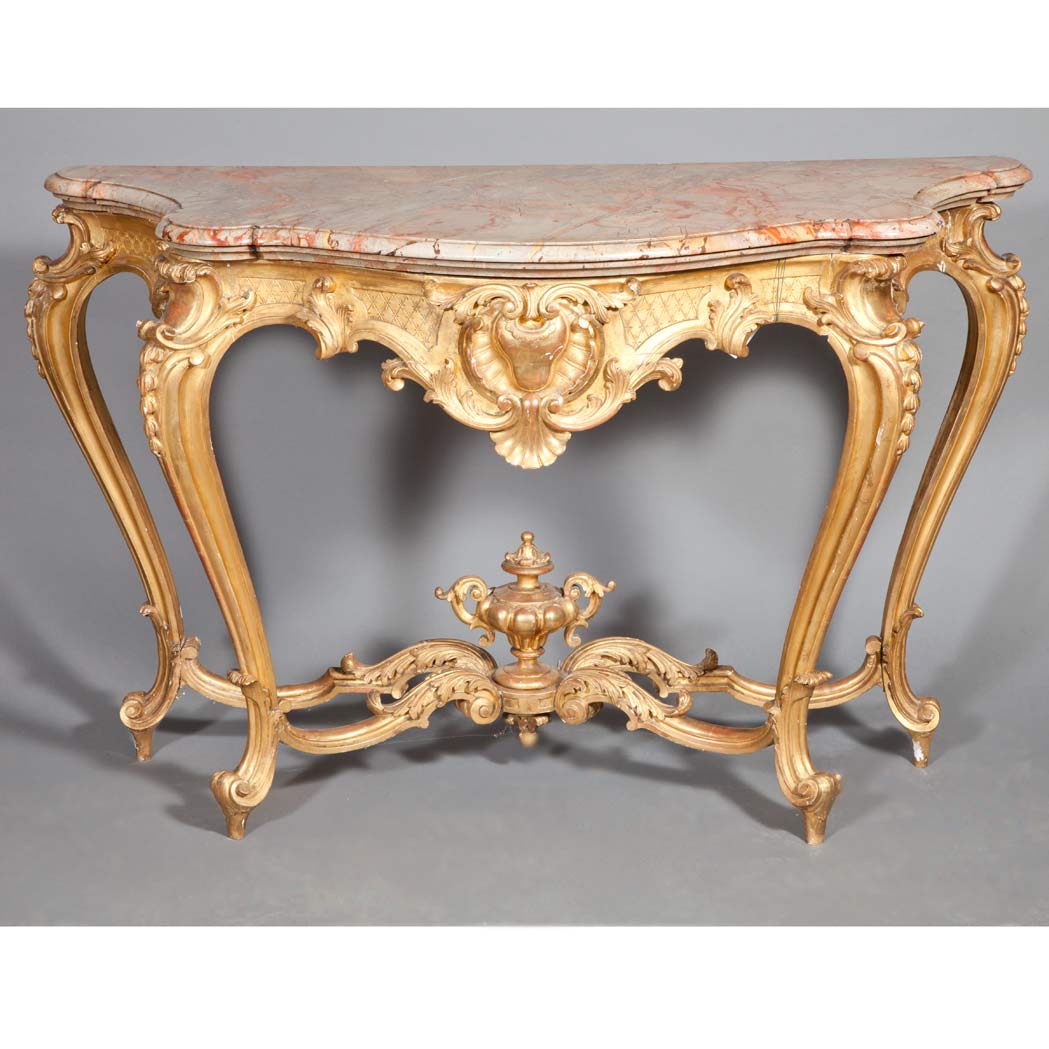 Appraisal: Louis XV Style Carved and Gilt-Wood Console th Century The