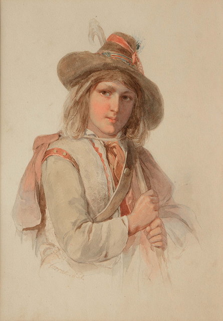 Appraisal: JOHANN HORRAK - - A Continental peasant boy wearing a