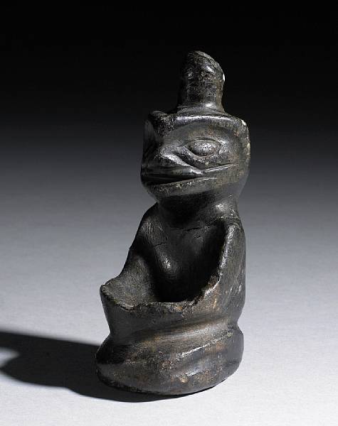 Appraisal: A fine and rare Coast Salish stone effigy carving In