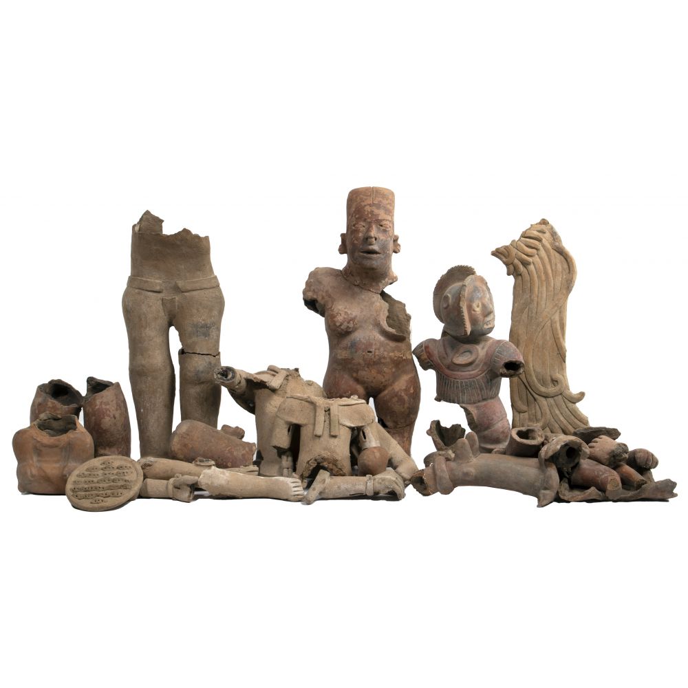 Appraisal: PRE-COLUMBIAN STYLE POTTERY ASSORTMENTApproximately pounds of west Mexican and Veracruz