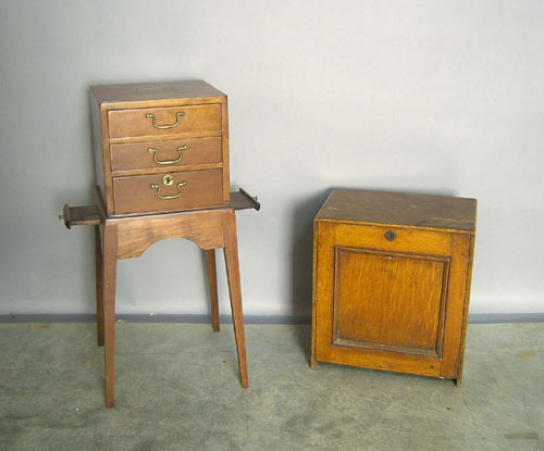 Appraisal: Cherry cabinet on stand h together with a small oak