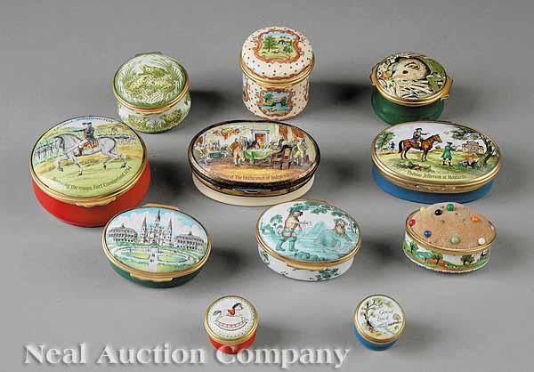 Appraisal: A Group of Eleven Bilston and Battersea Enamel Boxes including