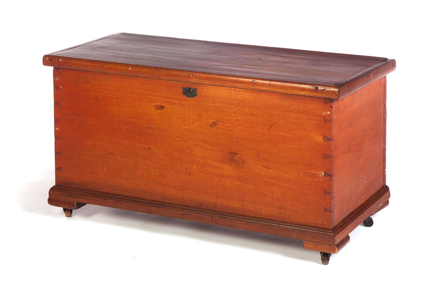 Appraisal: COUNTRY BLANKET CHEST WITH PAINT American nd half- th century