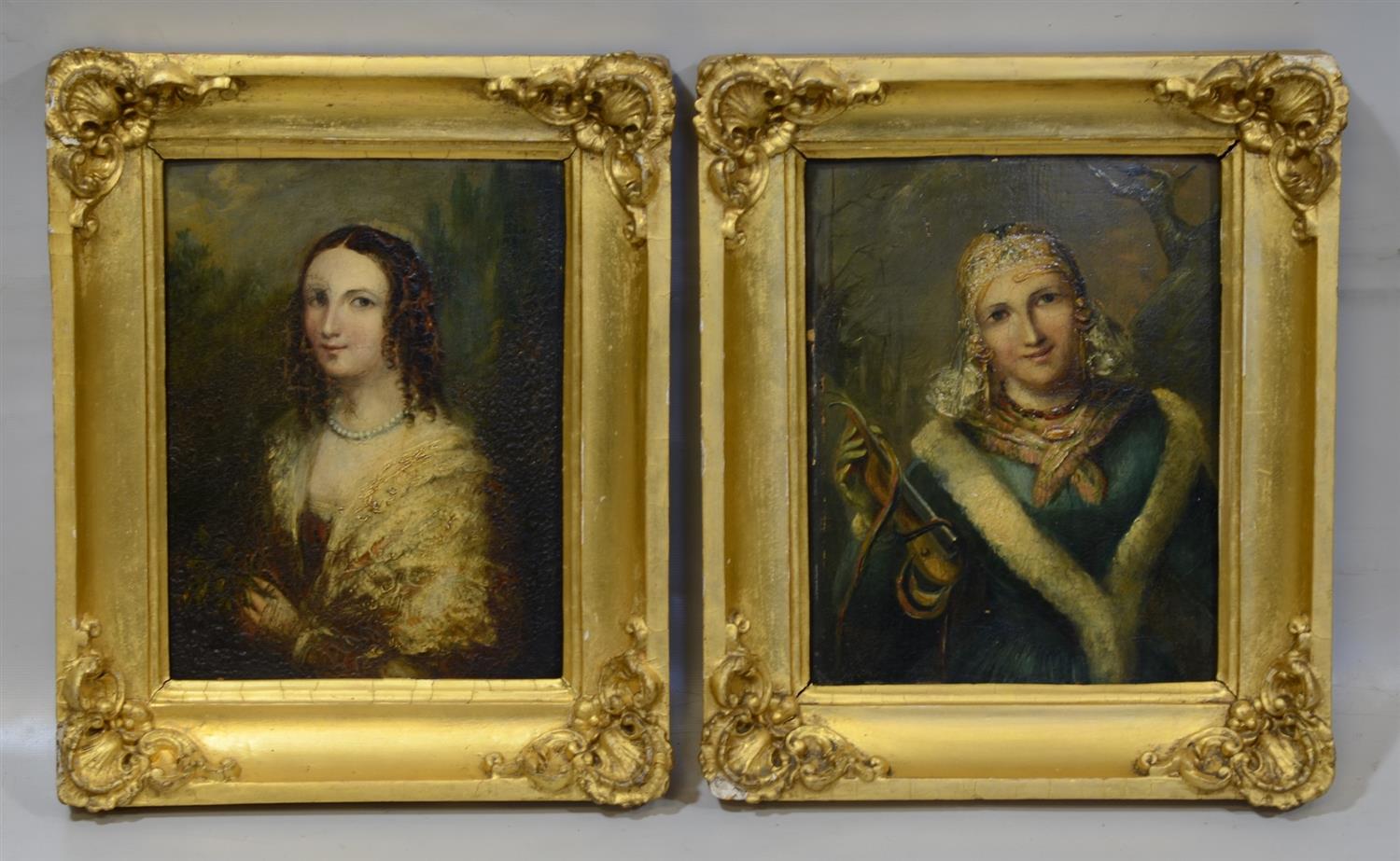 Appraisal: Pair of Continental School th Century oil on panel Portrait