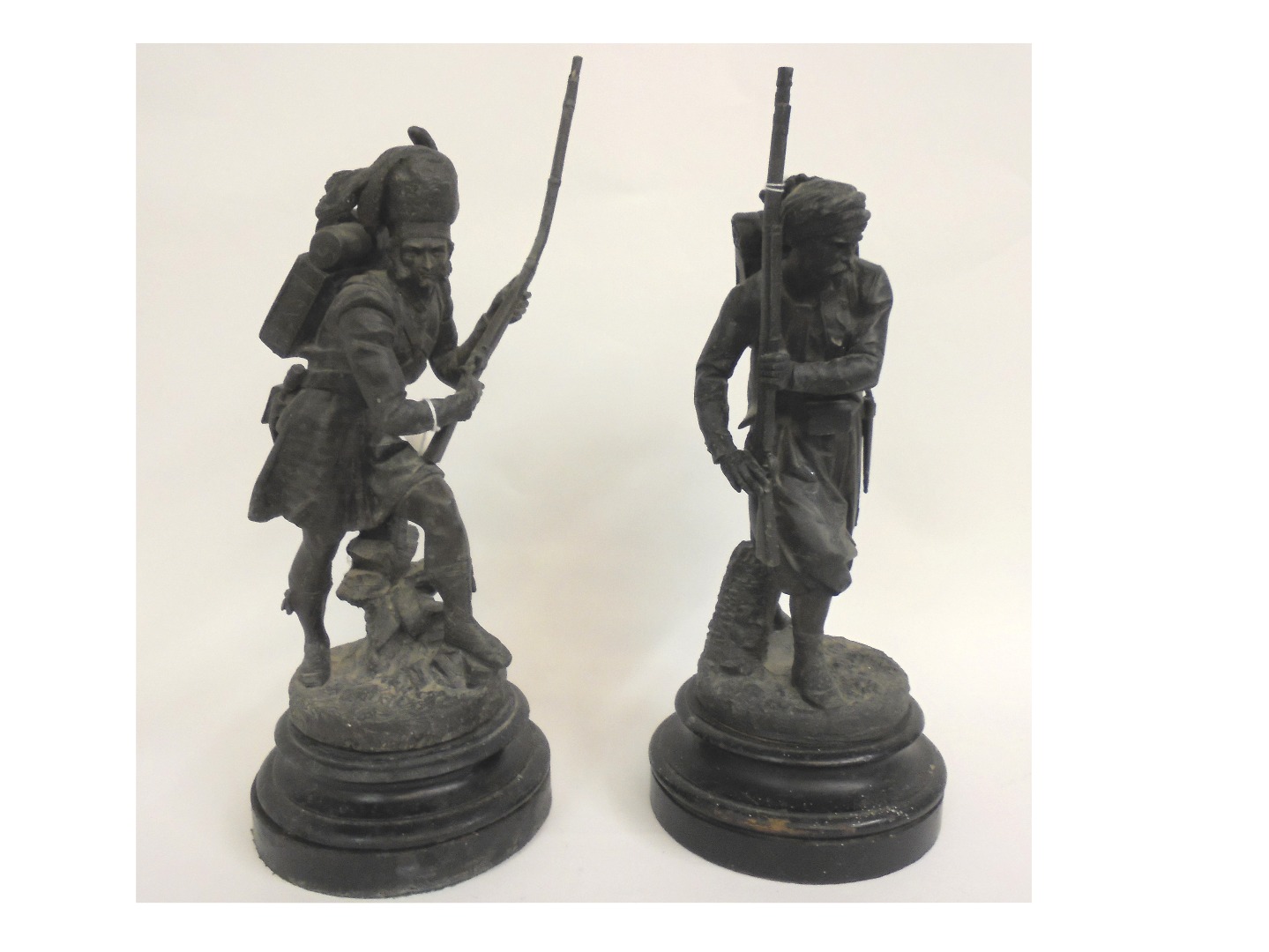 Appraisal: A pair of spelter figures second half th century each