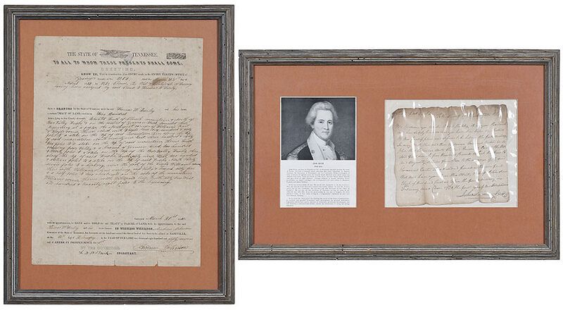 Appraisal: Two Southern Documents signed writ from John Sevier at North