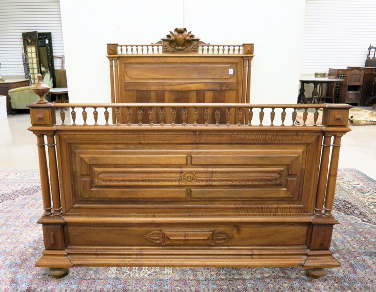 Appraisal: LOUIS XVI STYLE WALNUT BED WITH RAILS Continental c full