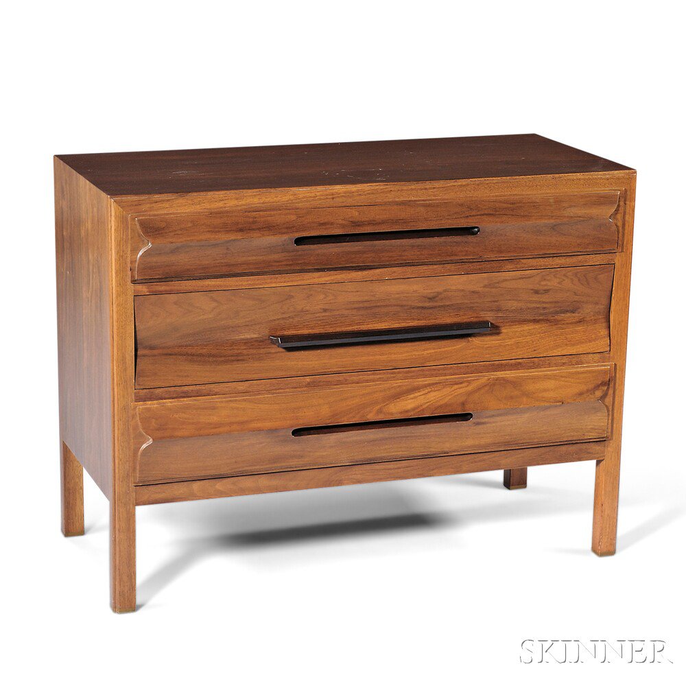 Appraisal: Edward Wormley for Dunbar Chest of Drawers Walnut brass Berne